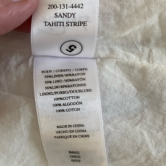 Rails Sandy Dress Tahiti Stripe Small Linen Blend Tiered Ruffle Coastal Travel - Picture 14 of 15